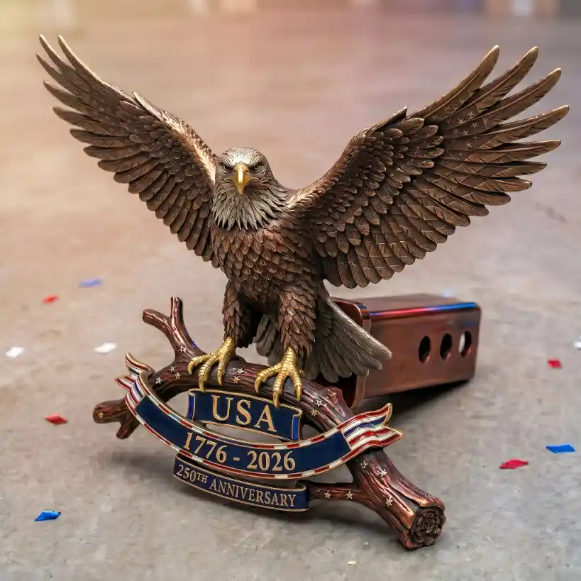 USA 250th Anniversary Bald Eagle Tow Hitch Cover Patriotic Truck Accessory
